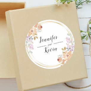 Elegant Watercolor Greenary foliage wedding favour Classic Round Sticker