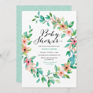 Elegant Watercolor Greenery Baby Shower Invitation