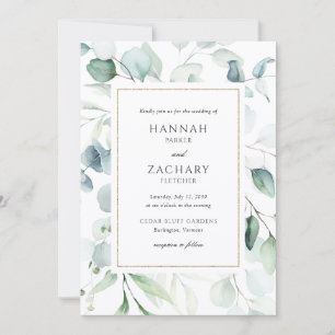 Elegant Watercolor Greenery Botanical Wedding Invitation