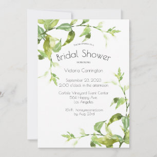 Elegant Watercolor Greenery Bridal Shower Invitation