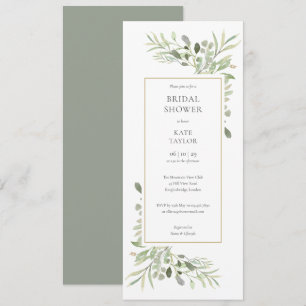 Elegant Watercolor Greenery Bridal Shower Invitation