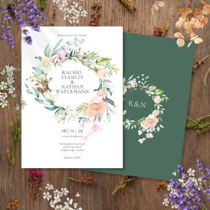Elegant Watercolor Greenery Floral Wedding Invitation