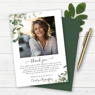 Elegant Watercolor Greenery Funeral Thank You Card