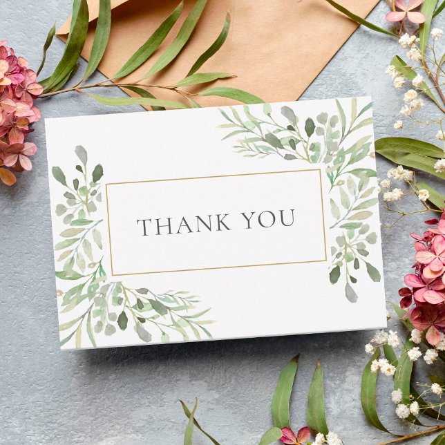 Elegant Watercolor Greenery Funeral Thank You Card (Creator Uploaded)
