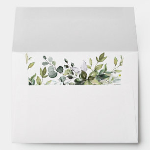Elegant Watercolor Greenery Leaves Wedding Envelope