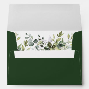 Elegant Watercolor Greenery Leaves Wedding Green Envelope