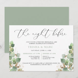 Elegant Watercolor Greenery Rehearsal Dinner Invitation