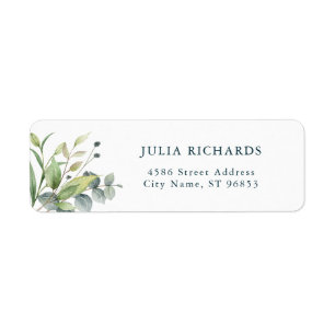 Elegant Watercolor Greenery Return Address Label