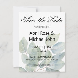 Elegant watercolor greenery save the date