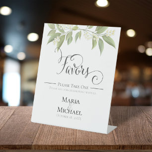 Elegant Watercolor Greenery Wedding Favours Sign