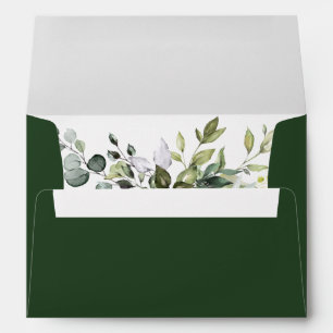 Elegant Watercolor Greenery Wedding Green Envelope