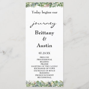 Elegant Watercolor Greenery Wedding  Program