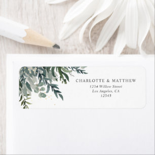 Elegant Watercolor Greenery Wedding Return Address