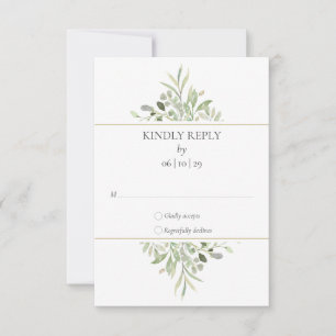 Elegant Watercolor Greenery Wedding RSVP Card