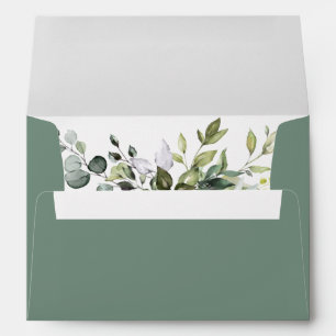Elegant Watercolor Greenery Wedding Sage Green Envelope