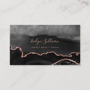 elegant watercolor grey black agate business card