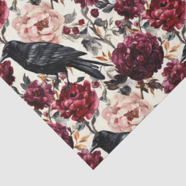 Elegant Watercolor Halloween Floral Tissue Paper (Detail)