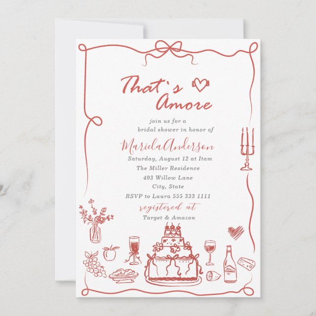 Elegant Watercolor Hand Drawn Doodles whimsical  B Invitation (Front)