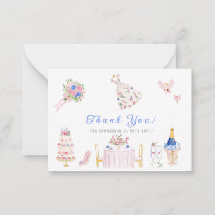 Elegant Watercolor hand drawn whimsical Bridal sho Card