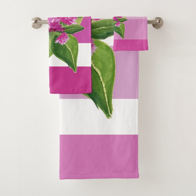 Elegant Watercolor Hand Painted Floral Bath Towel Set (Insitu)