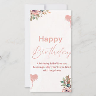 Elegant Watercolor Happy Birthday Card