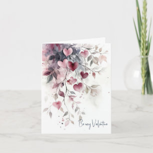 Elegant Watercolor Hearts Valentine's Greeting Holiday Card