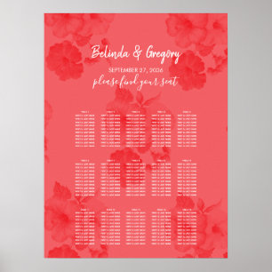 Elegant Watercolor Hibiscus Wedding Seating Chart