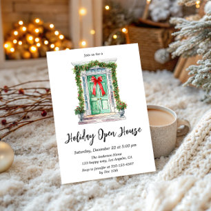 Elegant Watercolor Holiday Open House Christmas Invitation