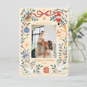 Elegant Watercolor Holiday Photo Card  