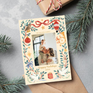 Elegant Watercolor Holiday Photo Card  