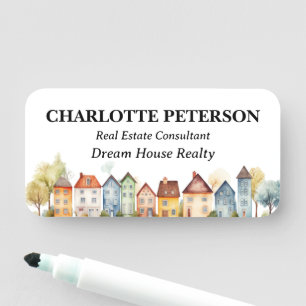 Elegant Watercolor Homes Custom Realtor  Name Tag