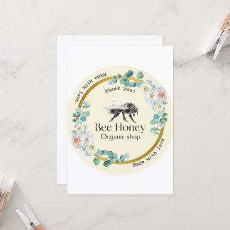 Elegant Watercolor Honey Bee Organic Shop Thank Yo Invitation