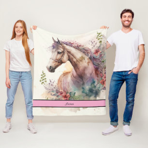 Elegant Watercolor Horse  Fleece Blanket