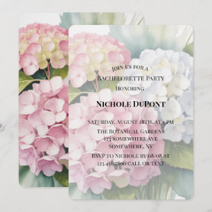 Elegant Watercolor Hydrangea Bachelorette Party Invitation