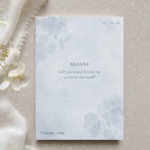 Elegant Watercolor Hydrangea Bridesmaid Proposal Card