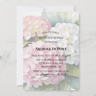 Elegant Watercolor Hydrangea Brunch and Bubbly Invitation