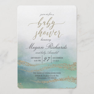 Elegant Watercolor in Ocean Baby Shower Invitation