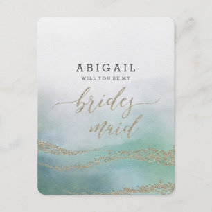 Elegant Watercolor in Ocean Will You Be Bridesmaid Invitation