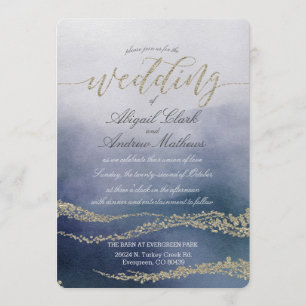Elegant Watercolor in Surf Wedding Invitation