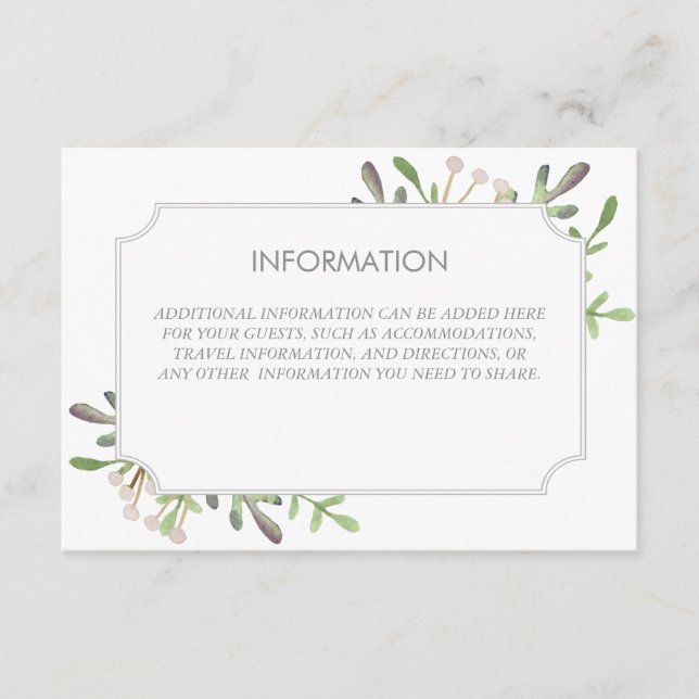 Elegant watercolor information card (Front)