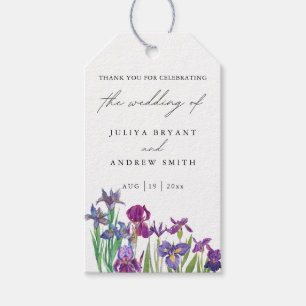 Elegant watercolor Iris flower script wedding Gift Tags