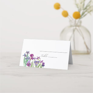 Elegant watercolor Iris flower script wedding Place Card