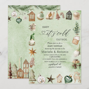 Elegant  Watercolor it`s cold outside Baby Shower Invitation