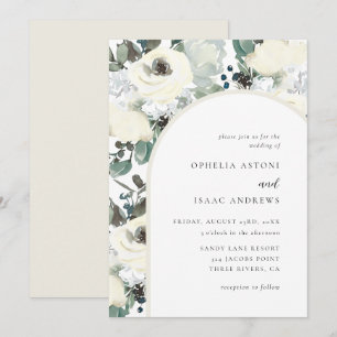 Elegant Watercolor Ivory Cream Floral Arch Wedding Invitation