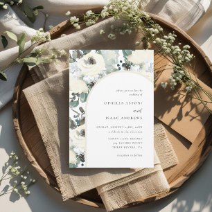 Elegant Watercolor Ivory Cream Floral Arch Wedding Invitation