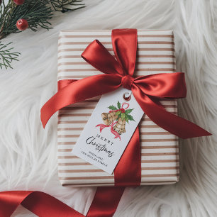 Elegant Watercolor Jingle Bells Christmas Holiday Gift Tags