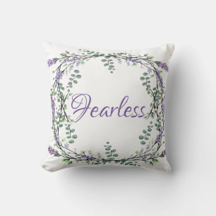 Elegant watercolor Lavender Eucalyptus Fearless Throw Pillow