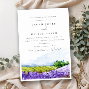 Elegant Watercolor Lavender Fields Couples Shower Invitation