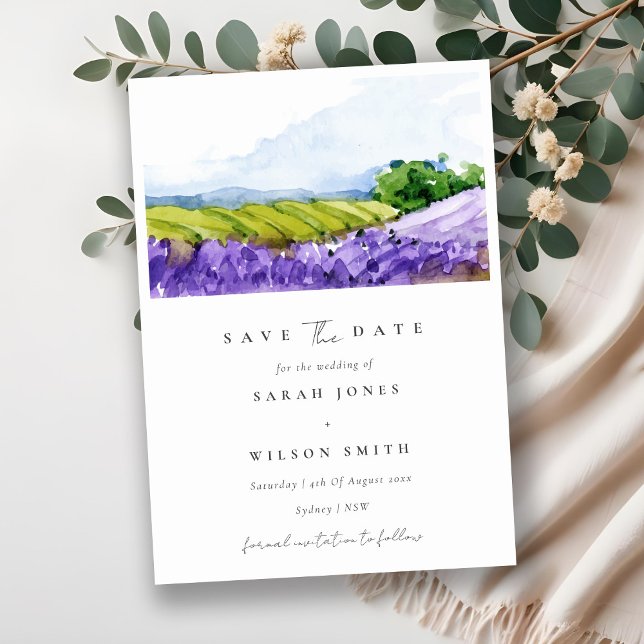Elegant Watercolor Lavender Fields Save The Date Invitation (Creator Uploaded)