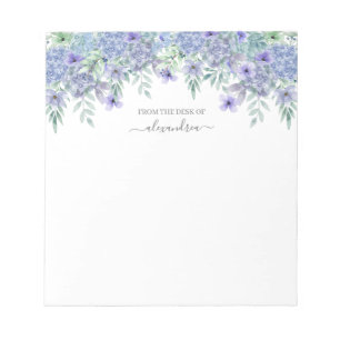 Elegant Watercolor Lavender Floral Botanical Leaf Notepad